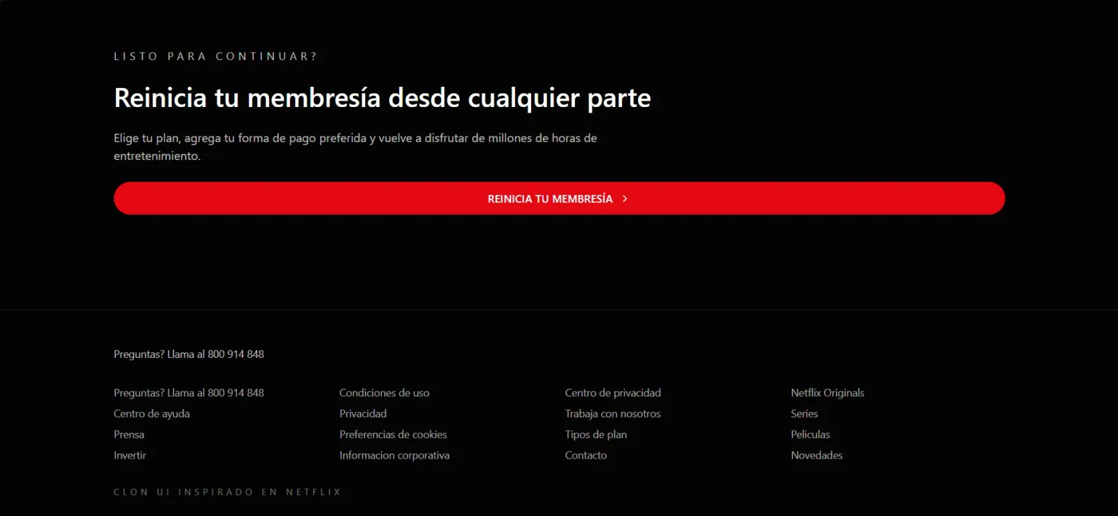 Vista 4 del proyecto Clon UI Netflix