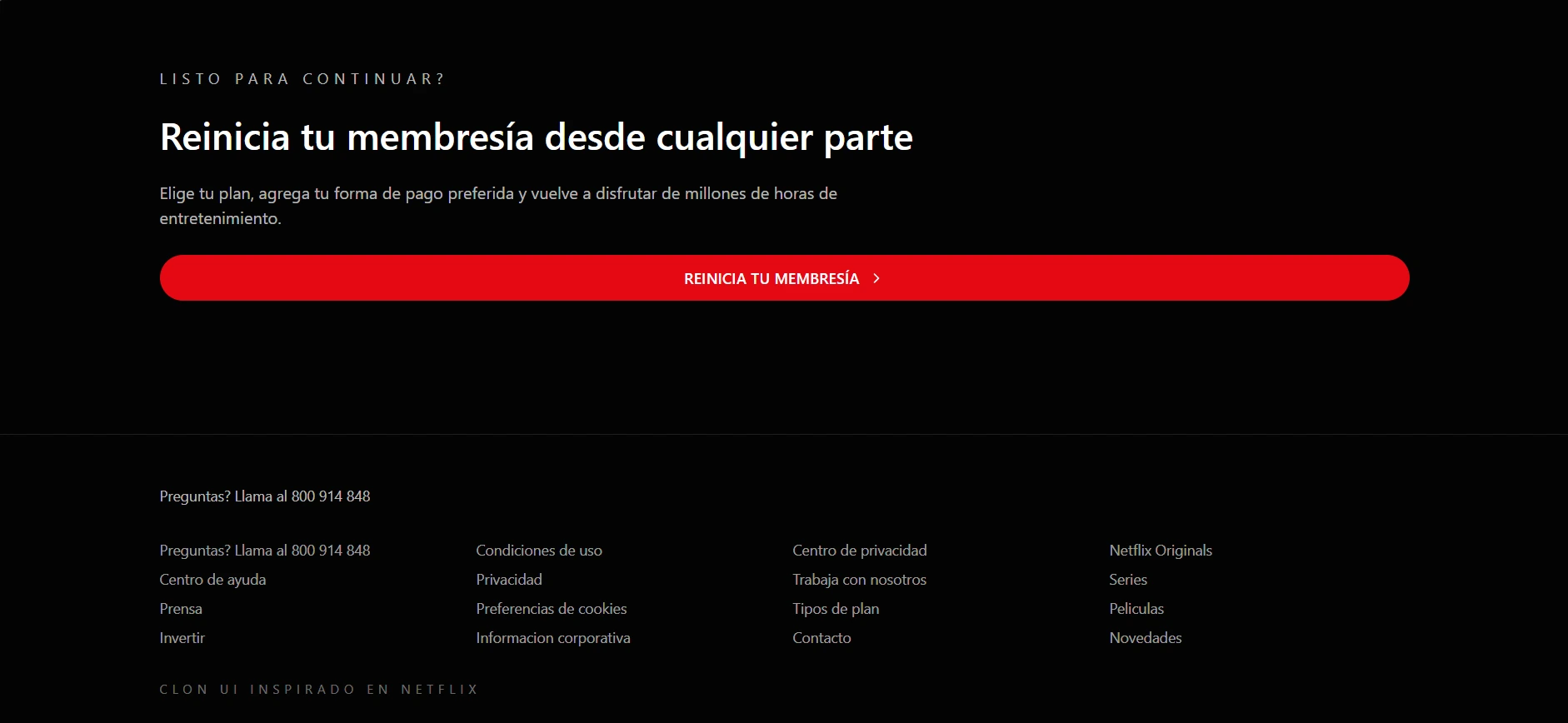 Vista 4 del proyecto Clon UI Netflix