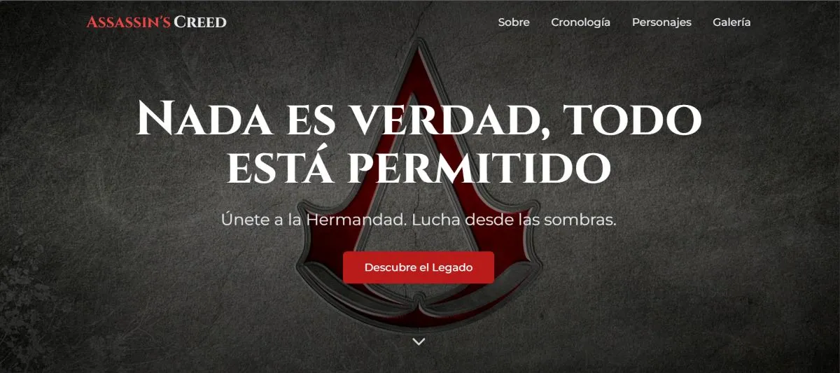Landing Page Assasin´s Creed