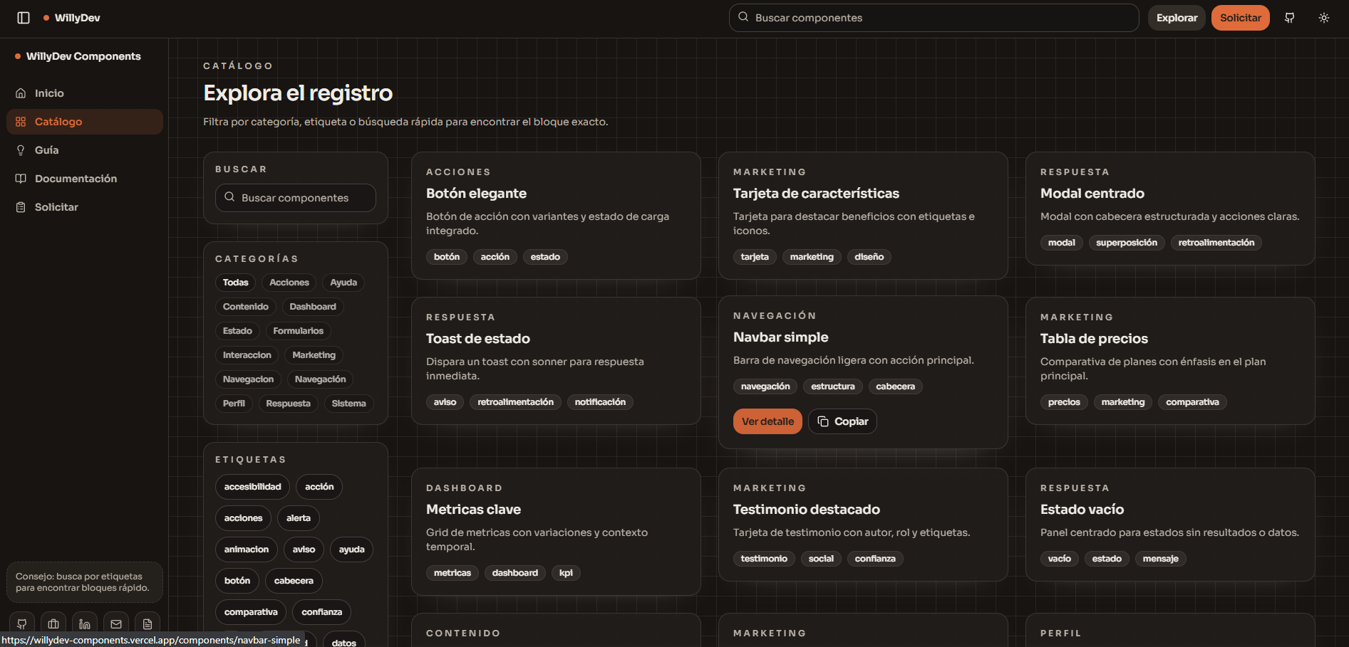Vista 2 del proyecto WillyDev Components