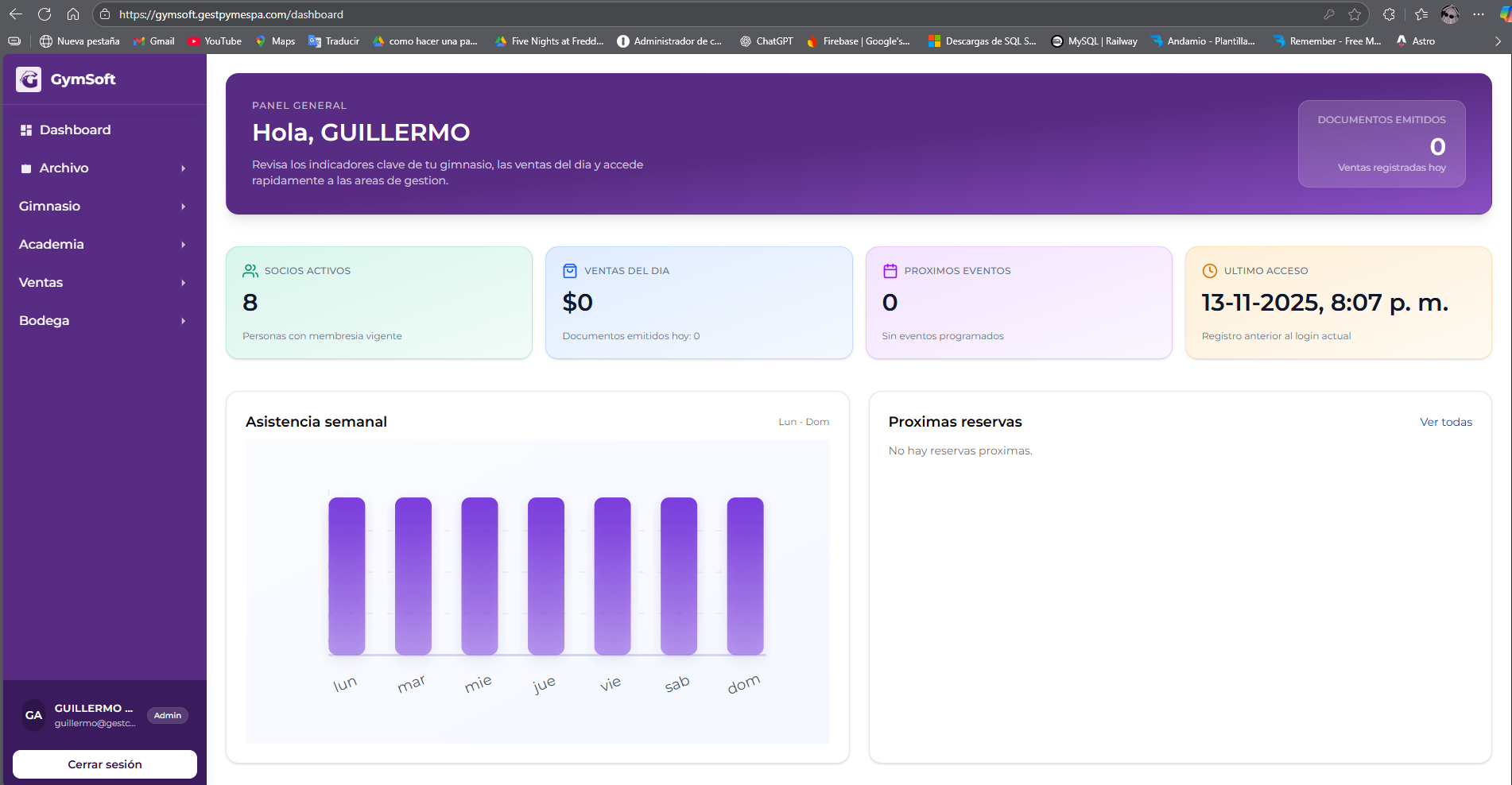 Vista 2 del proyecto GymSoft